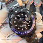 Perfect Replica Rolex GMT-Master 2 40mm Watch - Black Case Black Dial Blue&Black Ceramic Bezel